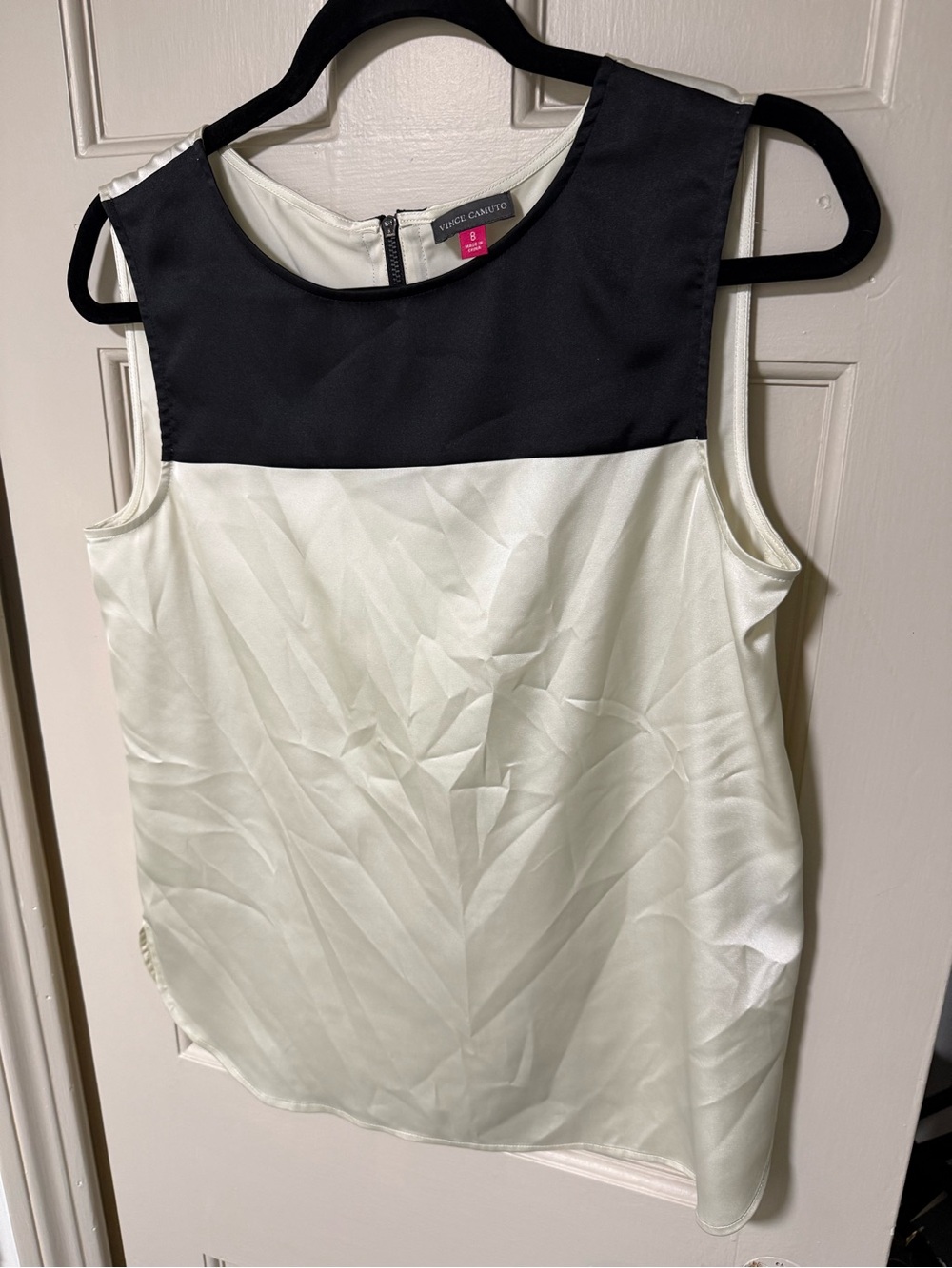 Vince Camuto Sleeveless Two-Tone Black and White Shell Top